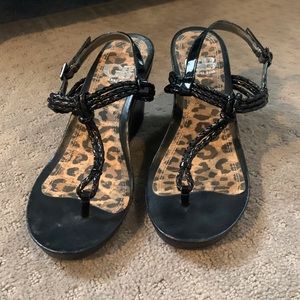 Gianni Bini Black Wedge Sandals 6.5